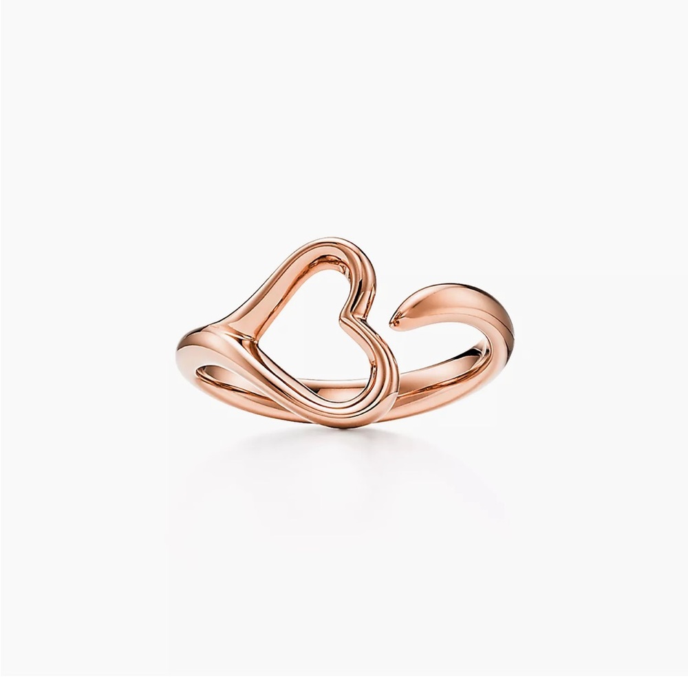 Tiffany’s Elsa Peretti open heart ring in rose gold.  Size 7.